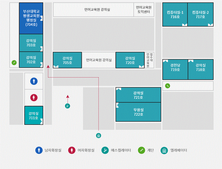 미래시민교육원 강의실 안내 및 행정실 안내